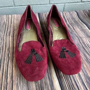 Isaac Mizrahi burgundy size 11 suede flats